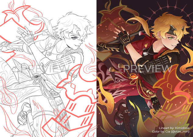 Genshin Collab: Thoma (lineart)