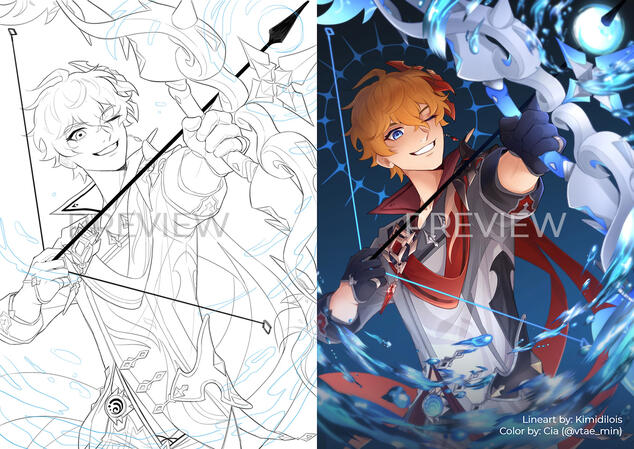 Genshin Collab: Tartaglia (lineart)