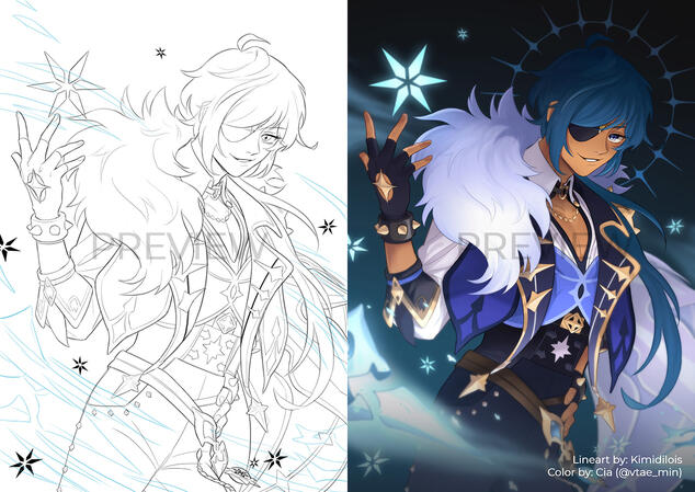 Genshin Collab: Kaeya (lineart)
